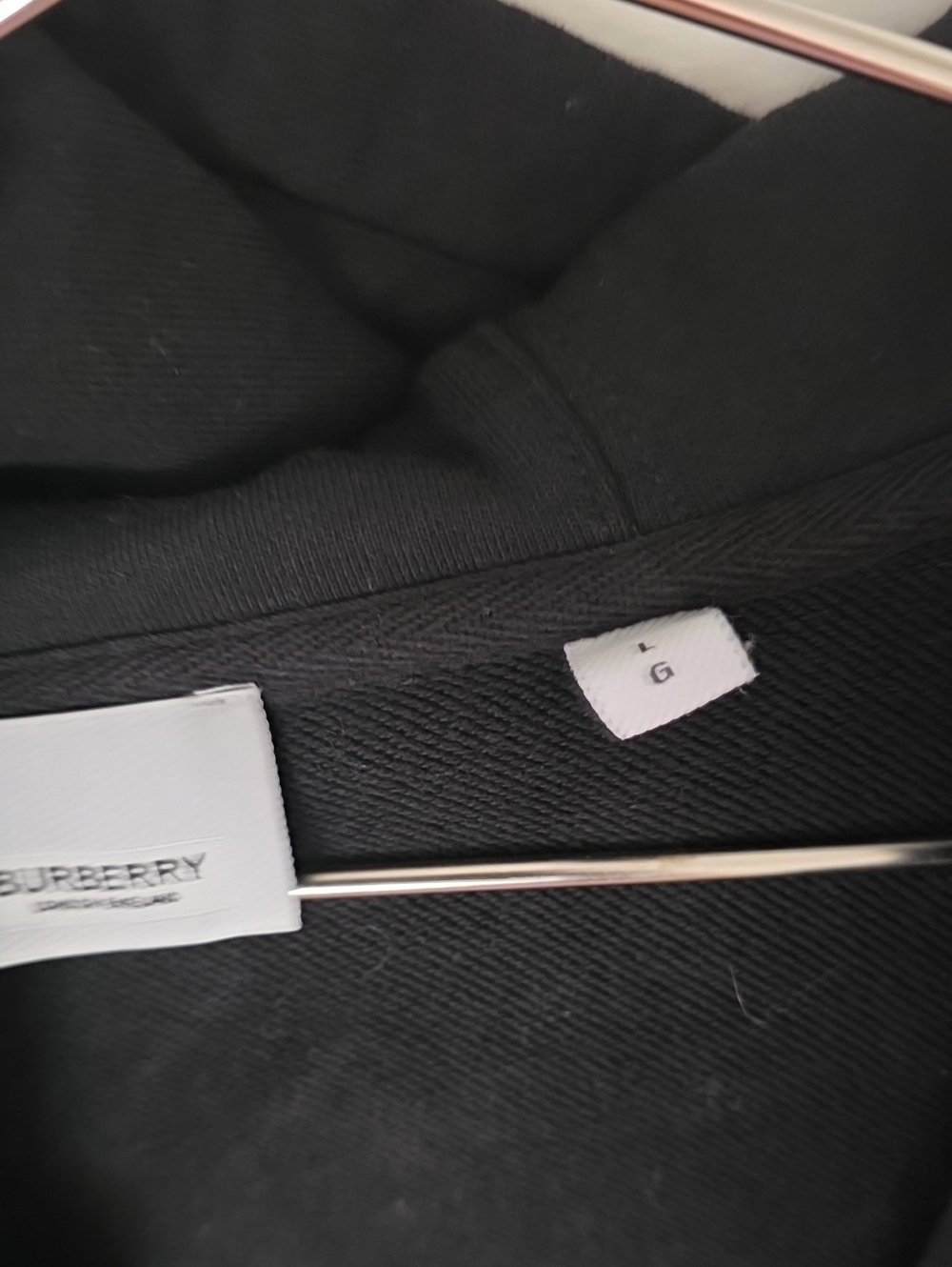 Burberry Black Zip Hoodie with Beige Nova Check Sleeve - Picture 7 of 11